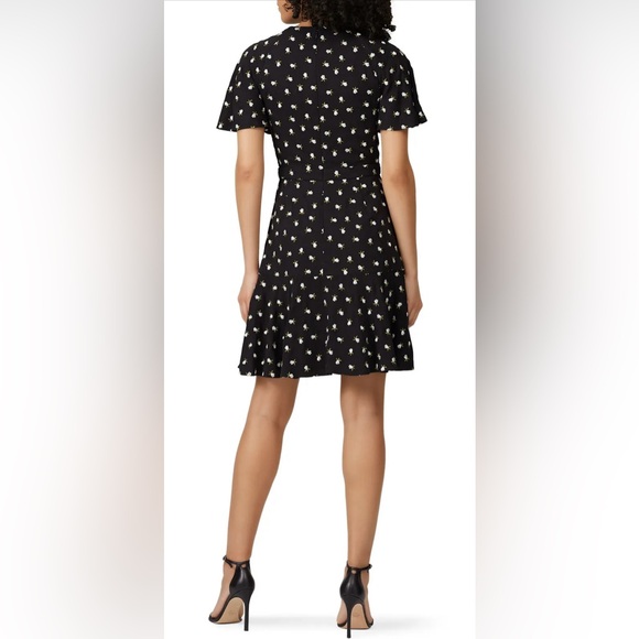 JILL STUART Womens Black Floral Short Sleeve V Neck Mini Sheath Dress Size 2 NEW - Picture 3 of 9